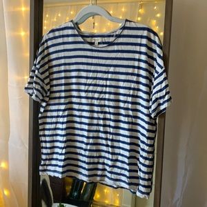 small madewell linen blue/white stripe tee